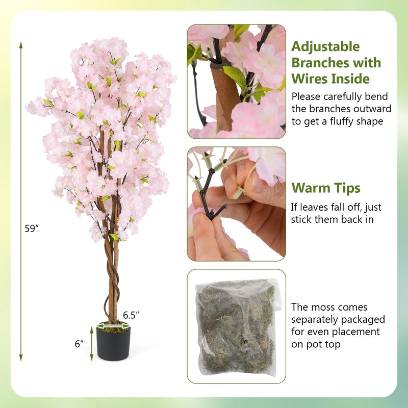 Load image into Gallery viewer, Goplus 5FT Artificial Cherry Blossom Tree