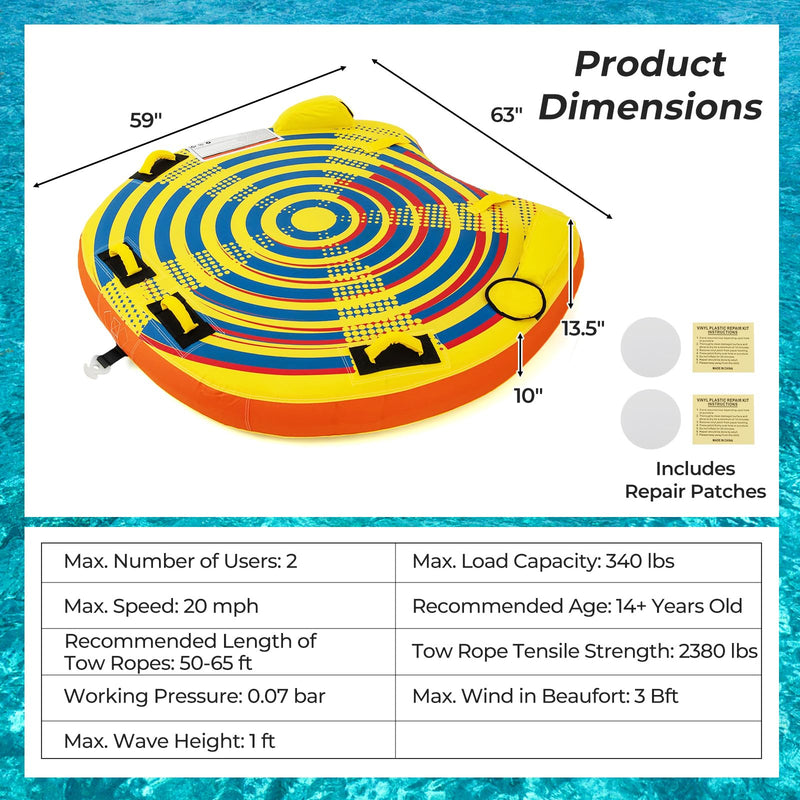 Load image into Gallery viewer, Goplus 1-2 Riders Towable Tube for Boating for Youth Adult