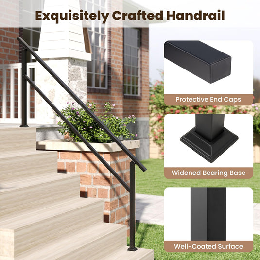 Goplus Metal Hand Rail Fits 0-6 Steps with Flexible Angle Adjustment