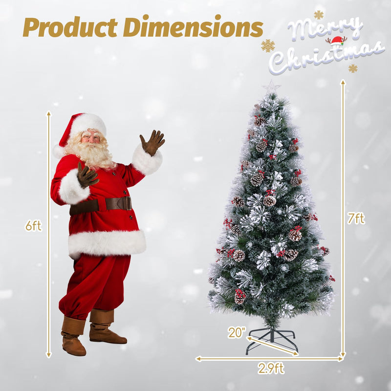 Load image into Gallery viewer, Goplus Pre-lit Fiber Optic Christmas Tree, Artificial Snowy Xmas Tree with 49 Cool White LED Lights
