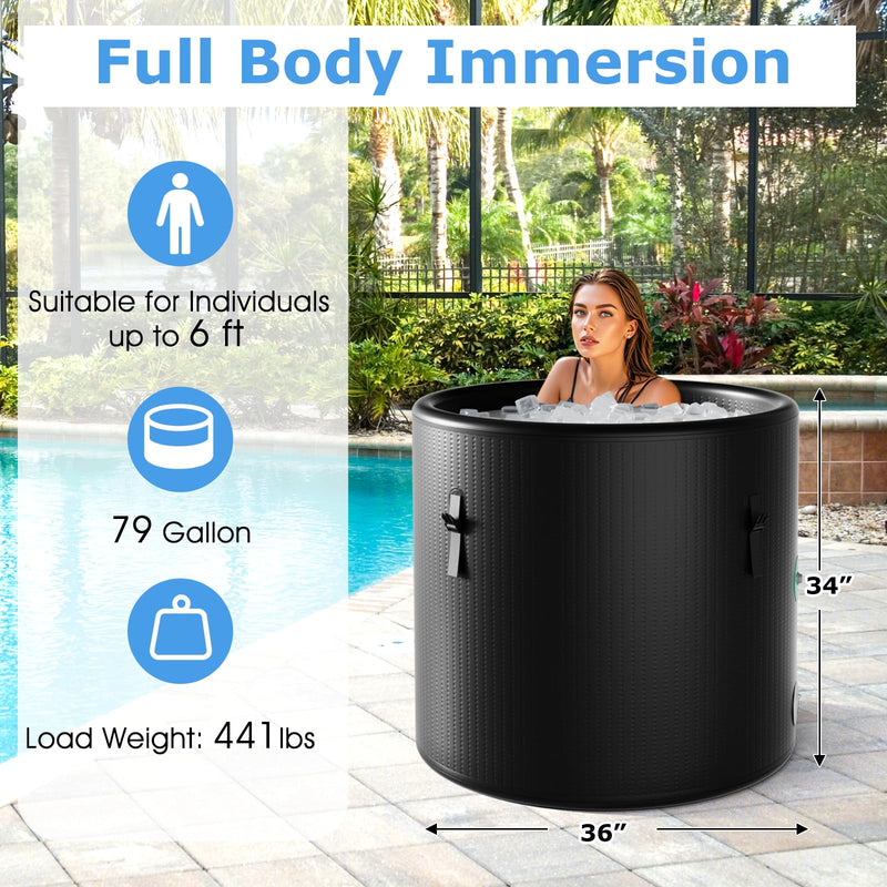 Load image into Gallery viewer, Goplus 79 Gal Ice Bath Tub for Athletes, Inflatable Cold Plunge Tub w/Multiple Layered, Lid, Pump
