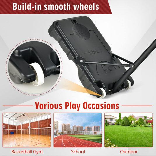 Goplus Portable Basketball Hoop, Basketball Goal with 4.3 FT-8.2 FT Adjustable Height