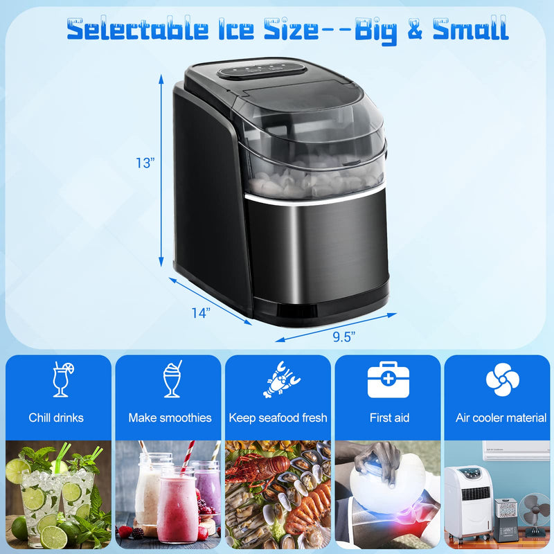 Load image into Gallery viewer, Countertop Ice Maker, 26.5 LBS/24H, 9 Cubes in 6 Mins, S/L Size, Self-Cleaning Function