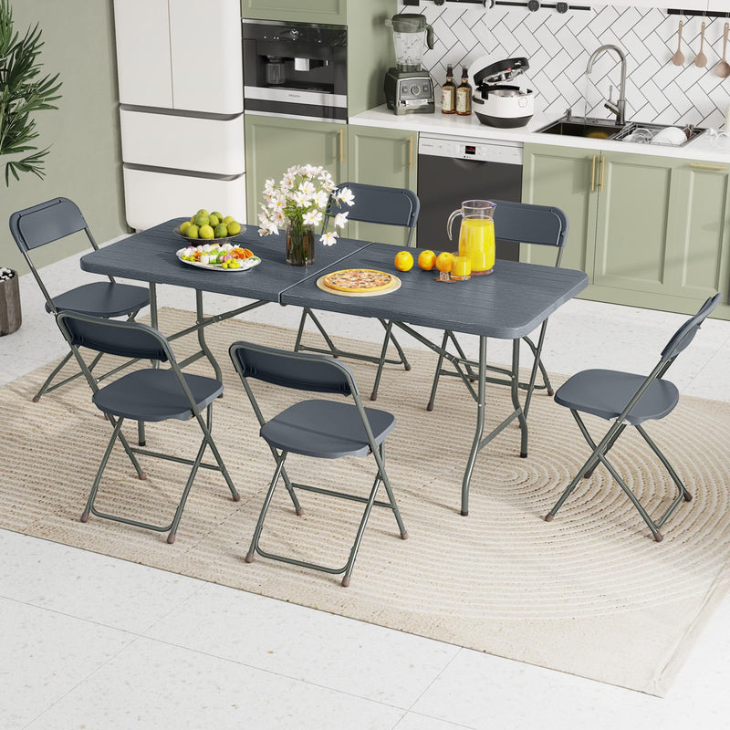 Load image into Gallery viewer, Goplus 6ft Plastic Folding Table, 350 LBS Indoor Outdoor Heavy Duty Portable Folding Tables with HDPE Tabletop