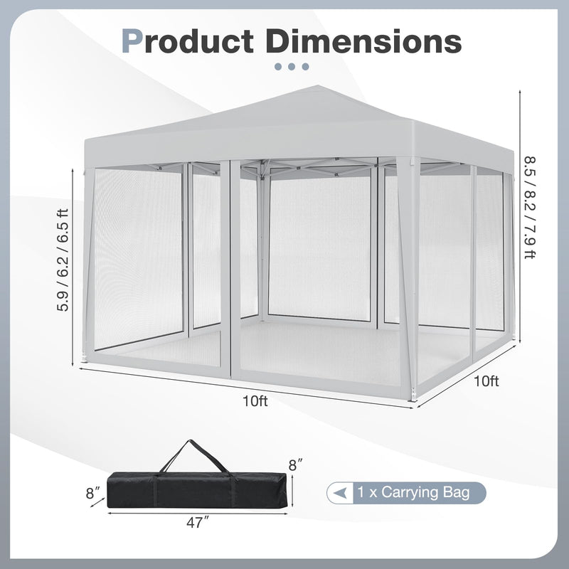 Load image into Gallery viewer, Goplus 10 FT x 10 FT Pop-Up Canopy Tent, Easy Setup Instant Folding Shelter w/Mesh Netting, Carry Bag, 8 Stakes & 4 Ropes, Height Adjustable Sunshade, Commercial Tent for Campin