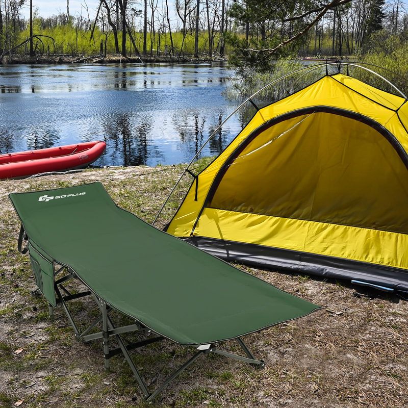 Load image into Gallery viewer, Goplus Folding Camping Cot, 27.5" Sleeping Cot for Adults with Carry Bag, 600LBS Weight Capacity