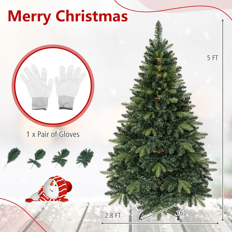 Load image into Gallery viewer, Goplus 5ft/6ft/7ft/8ft Artificial Christmas Tree | Hinged Unlit Full Xmas Tree with Realistic Tree Trunk & Folding Metal Stand