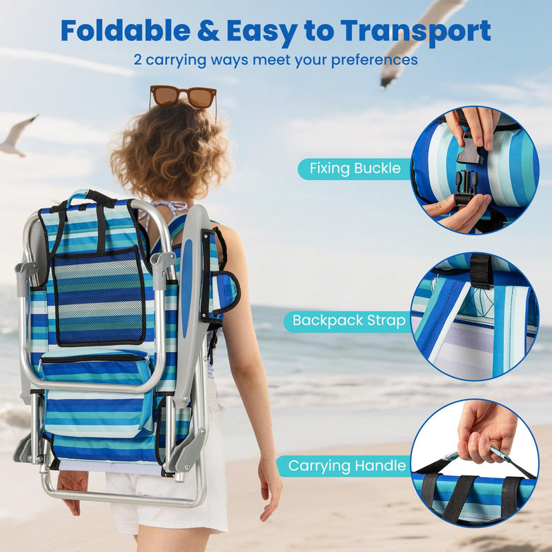 Load image into Gallery viewer, Goplus 330lbs Folding Backpack Chairs for Adults with 4-Position Backrest & Headrest