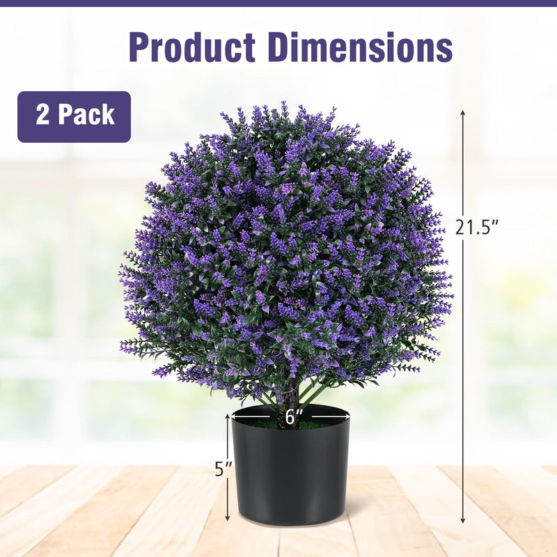 Load image into Gallery viewer, Goplus 21.5’’ Artificial Lavender Topiary Ball Tree Set of 2