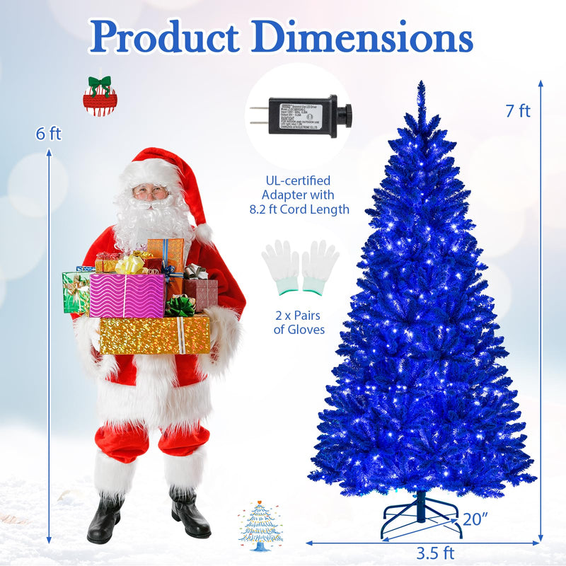 Load image into Gallery viewer, Goplus 7 FT Pre-Lit Royal Blue Snow Flocked Christmas Tree with 340 LED Lights