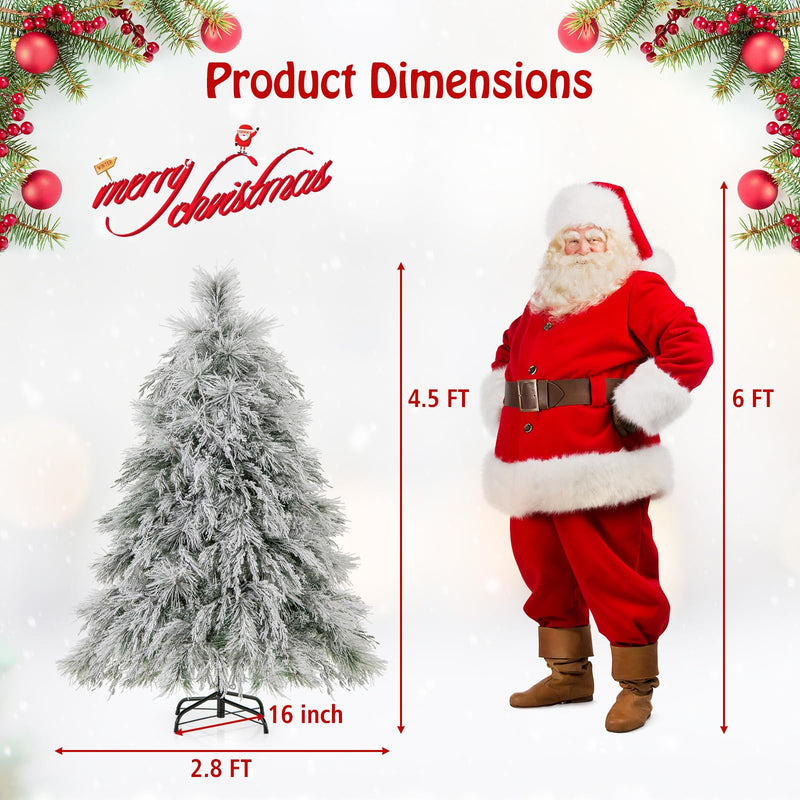 Load image into Gallery viewer, Goplus 4.5ft Pre-Lit Snow Flocked Christmas Tree, Artificial Hinged Full Xmas Tree with 279 PVC & Pine Needles