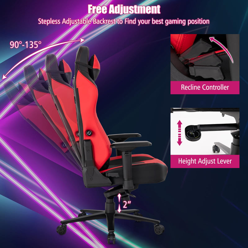 Load image into Gallery viewer, Goplus Gaming Chair, 360¡ã Swivel Computer Chair with Casters, Multi-Angle Reclining, Tension Control, 4D Armrest