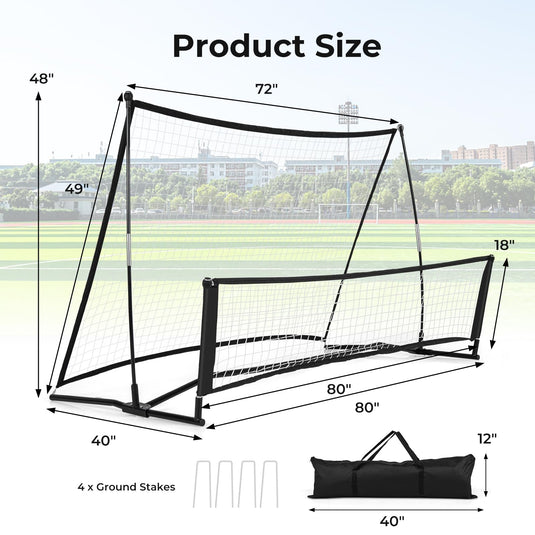 Goplus Soccer Trainer 80”x40”, 2-in-1 Soccer Rebounder Net with Carrying Bag