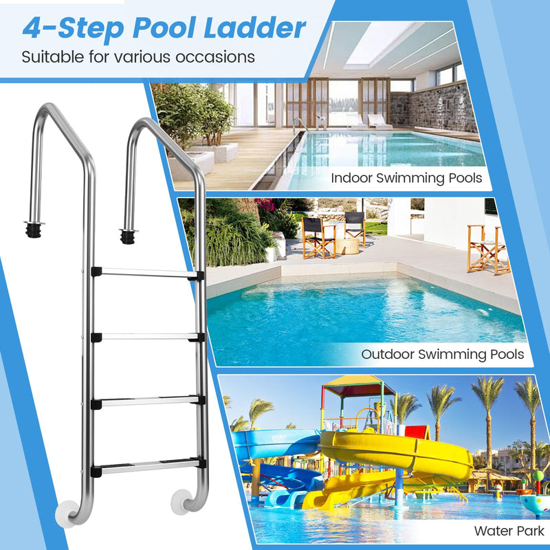 Load image into Gallery viewer, Goplus 4-Step Swimming Pool Ladder Heavy Duty Non-Slip Ladder