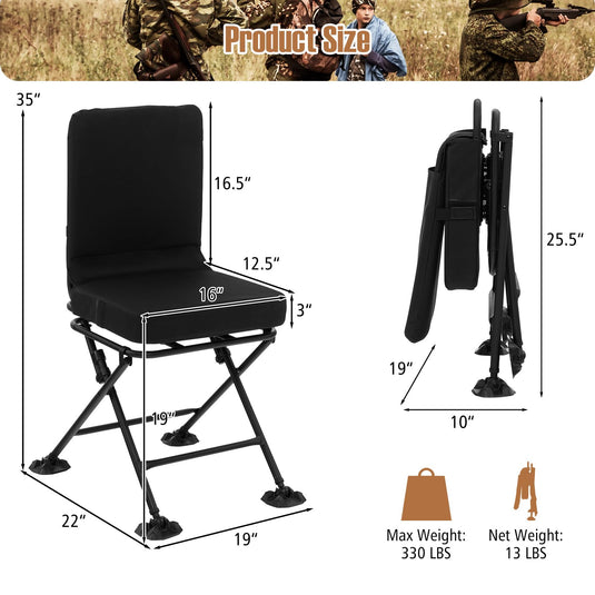 Goplus Hunting Chair, 360 Degree Swivel Hunting Seat with All-Terrain Duck Feet
