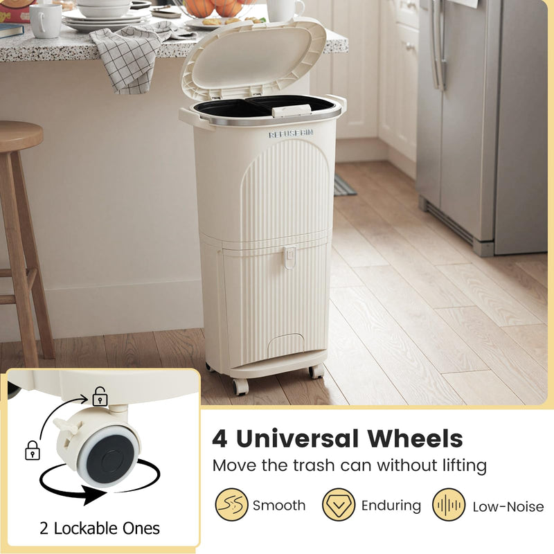 Load image into Gallery viewer, Goplus 10 Gallon Kitchen Trash Can with Lid with 2 Removable Buckets