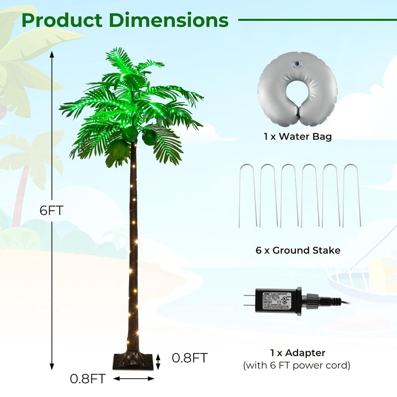 Load image into Gallery viewer, Goplus 6FT Artificial Lighted Palm Tree, Outdoor Light Up Tropical Palm Trees with 309 LED Lights