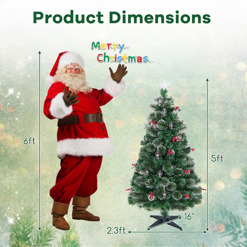 Load image into Gallery viewer, Goplus Pre-Lit Fiber Optic Christmas Tree, Artificial Snowy Xmas Tree with Warm White LED Lights