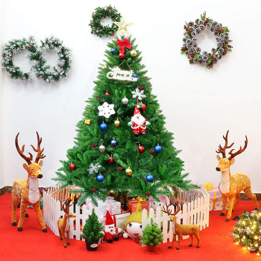 Goplus 6ft Christmas Tree Artificial Premium Hinged Spruce Full Tree with Solid Metal Stand