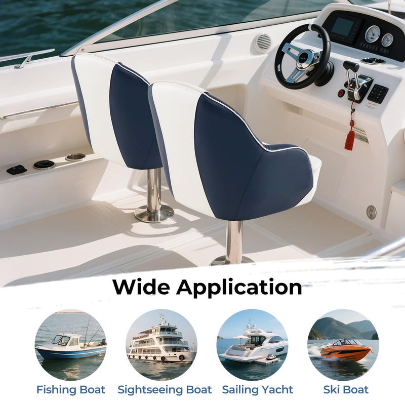 Load image into Gallery viewer, Goplus Pontoon Boat Seat with Thick Cushioned Seat | Ergonomic Cabin Caption Chair