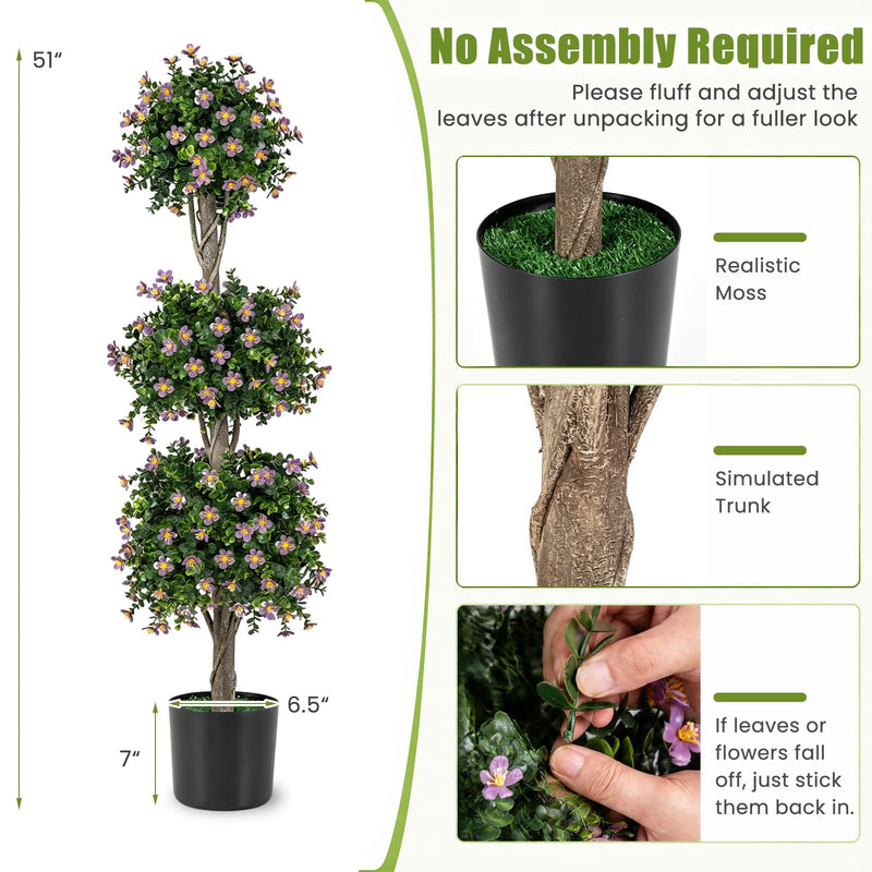 Load image into Gallery viewer, Goplus 51" Artificial Topiary Tree w/3 Topiary Balls | Front Porch Indoor Entryway Home Office Decoration