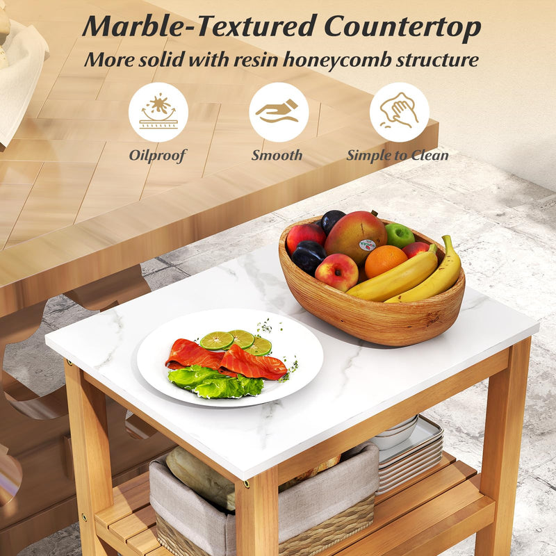 Load image into Gallery viewer, Goplus 3-Tier Patio Buffet Cabinet Bar Table with Faux Marble Countertop