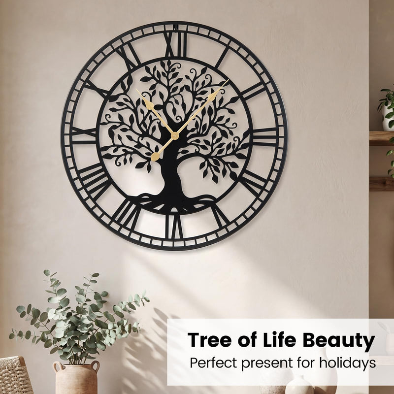 Load image into Gallery viewer, Goplus 27" Tree of Life Big Metal Wall Clock | Battery-Operated Wall Decoration