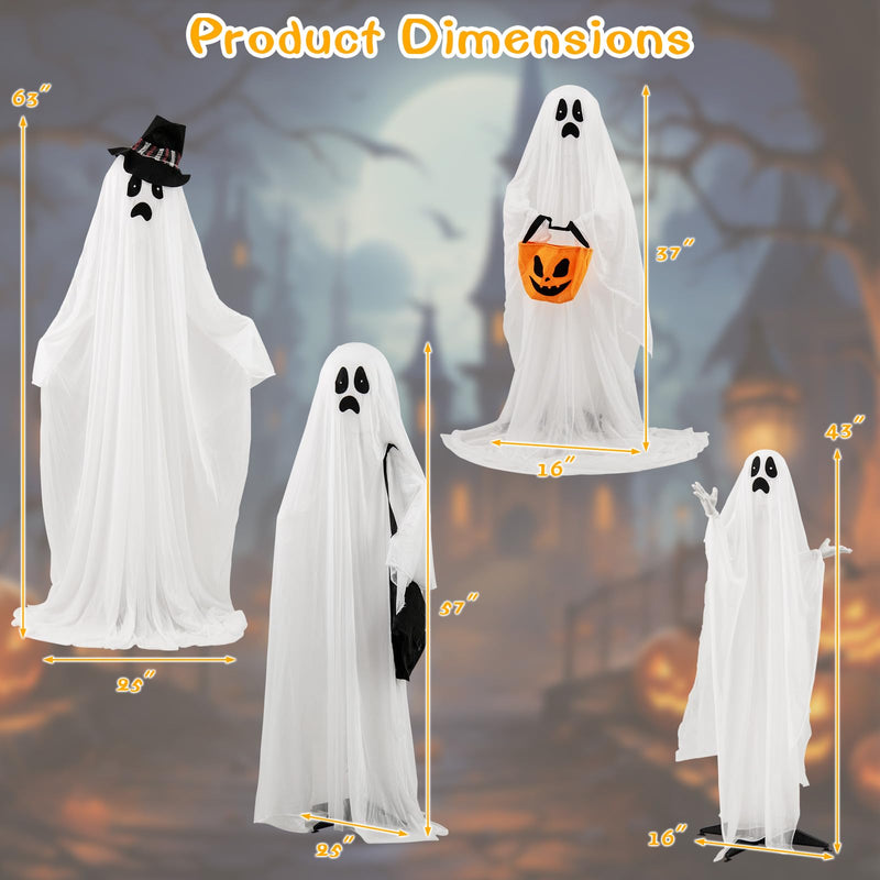 Load image into Gallery viewer, Goplus Halloween Light Up Family Ghosts, 4 PCS LED Glowing Halloween Ghosts