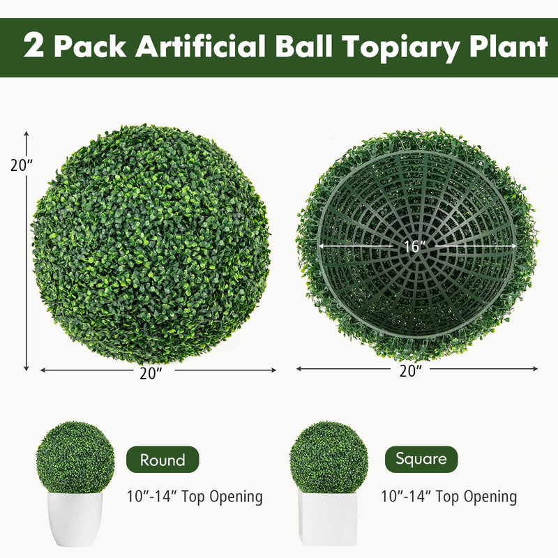 Load image into Gallery viewer, Goplus 2 PCS 20 Inch Artificial Plant Topiary Ball, Round Faux Boxwood Balls Outdoor