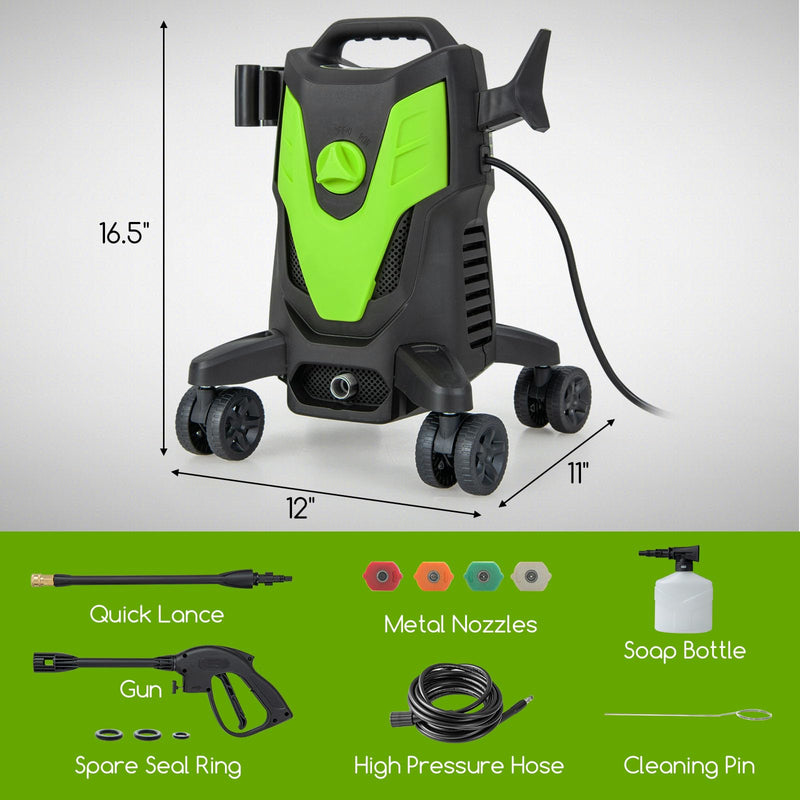 Load image into Gallery viewer, Goplus Electric Pressure Washer, 2400 PSI 1.7 GPM High Pressure Power Washer w/4 Quick Nozzles & Universal Wheels