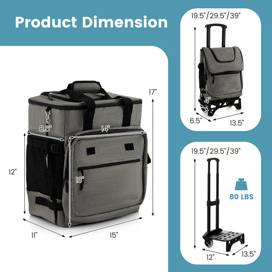 Goplus 50-Can Collapsible Rolling Cooler, 3-in-1 Portable Insulated Soft Cooler Bag w/Movable Wheels