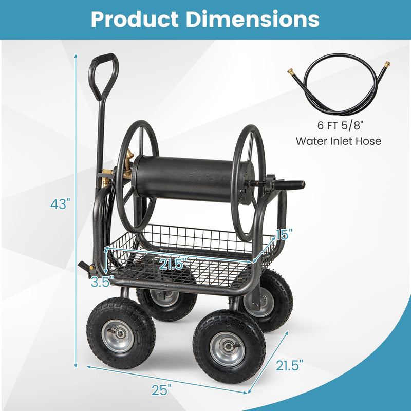 Load image into Gallery viewer, Goplus Hose Reel Cart with Storage Basket Hold Up to 300 ft of 5/8" Hoses