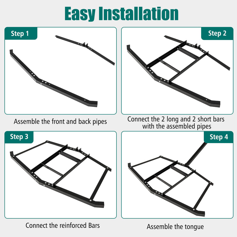 Load image into Gallery viewer, Goplus 74" Wide Driveway Drag Tow Behind Landscape Leveling Rake w/Reinforced Bars