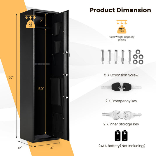 Goplus Gun Safe, 5-Gun Rifle Safe w/Ammo Lock Box