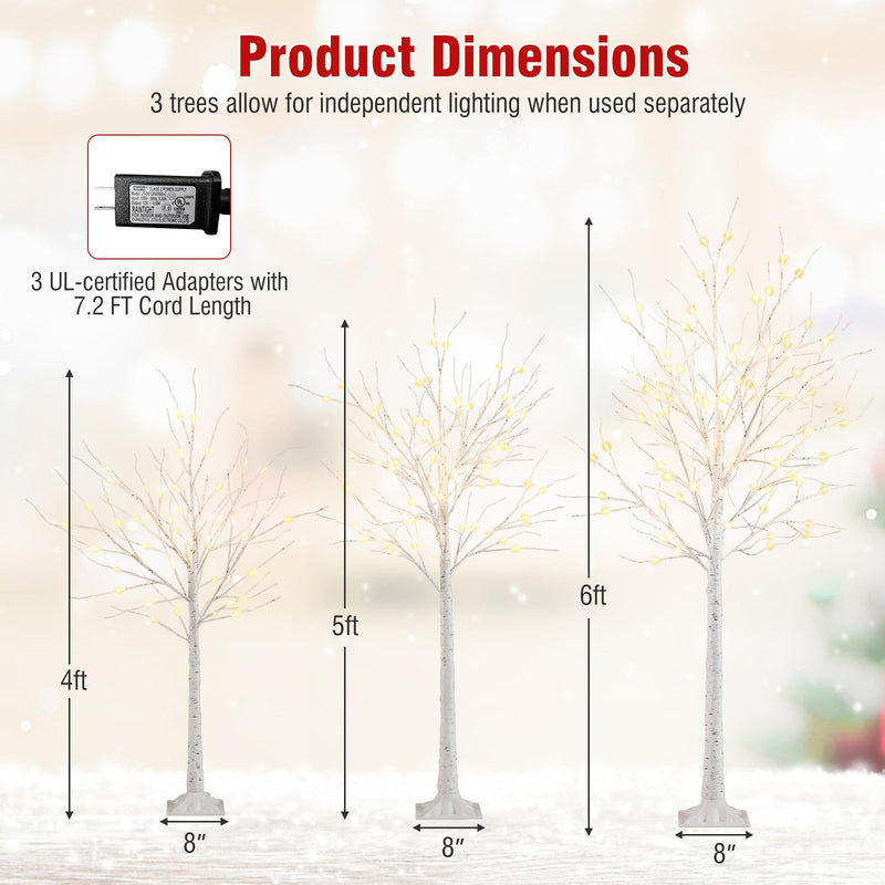 Load image into Gallery viewer, Goplus 4/5/6 FT Pre-Lit Artificial Christmas Trees with 216 Warm White LEDs ( Set of 3 )