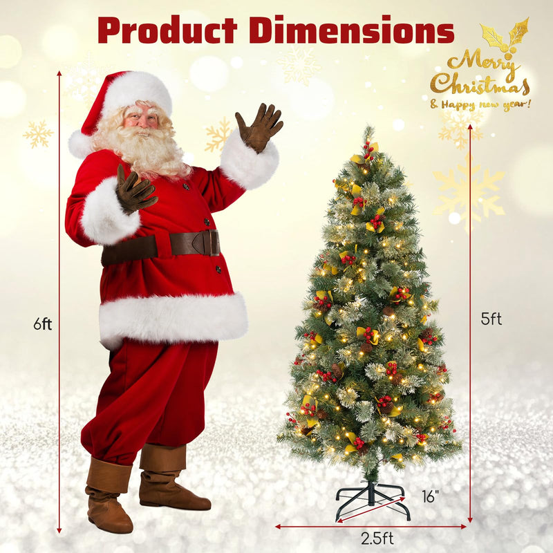 Load image into Gallery viewer, Goplus 5ft Pre-Lit Artificial Christmas Tree, Hinged Xmas Tree with 453 PVC & Pine Needles