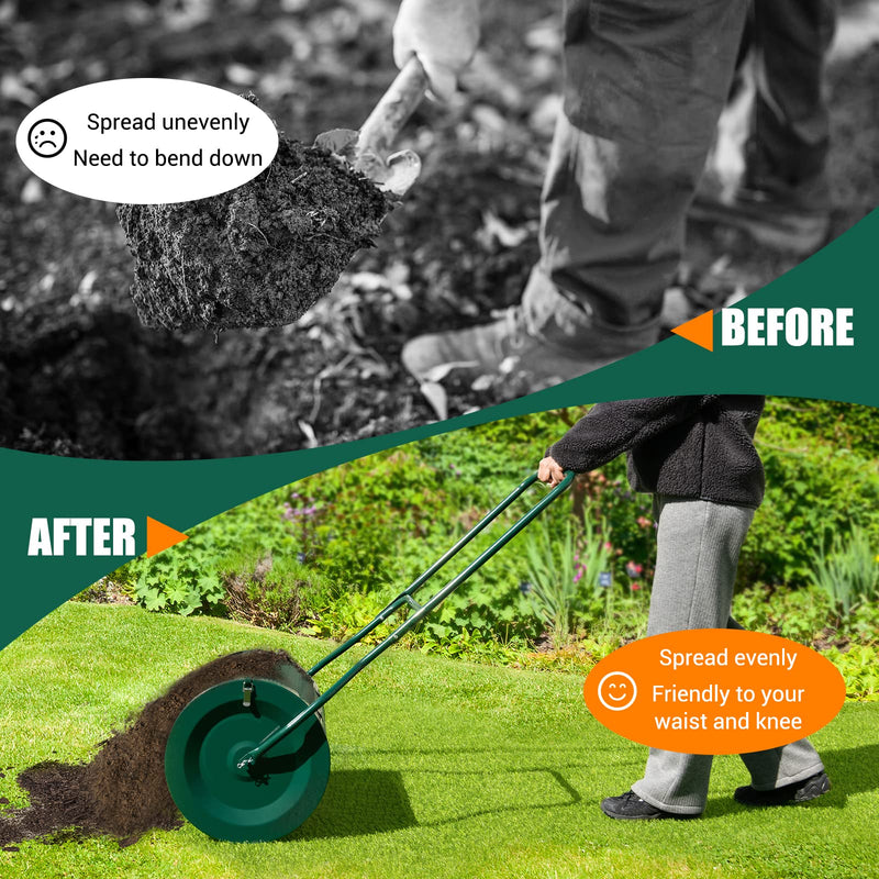 Load image into Gallery viewer, Goplus 27" Compost Spreader, Peat Moss Spreader, Heavy Duty Metal Mesh Lawn Roller