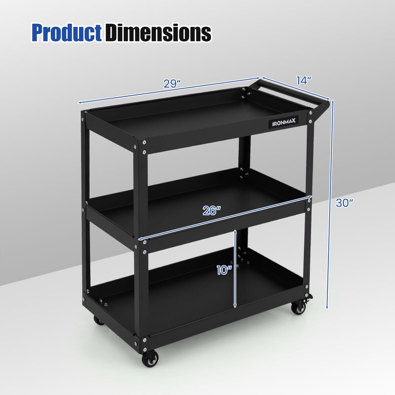 Load image into Gallery viewer, Goplus 3-Tier Utility Cart, Heavy Duty Commercial Service Tool Cart w/3 Spacious Shelves