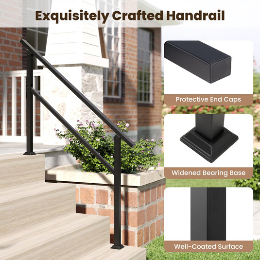 Goplus 330 LBS Staircase Safety Railing with Installation Kit Fits 0-4 Steps