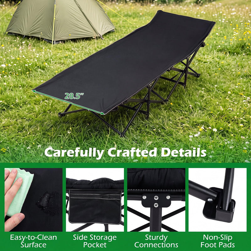 Load image into Gallery viewer, Goplus Camping Cot for Adults with Soft Padded Mat | Heavy-Duty Folding Portable Oxford Sleeping Bed