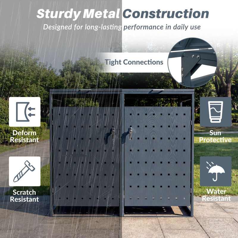 Load image into Gallery viewer, Goplus 44 Cu.Ft Outdoor Trash Can Storage with 2 Lockable Doors Gas Struts & Shock Absorbers