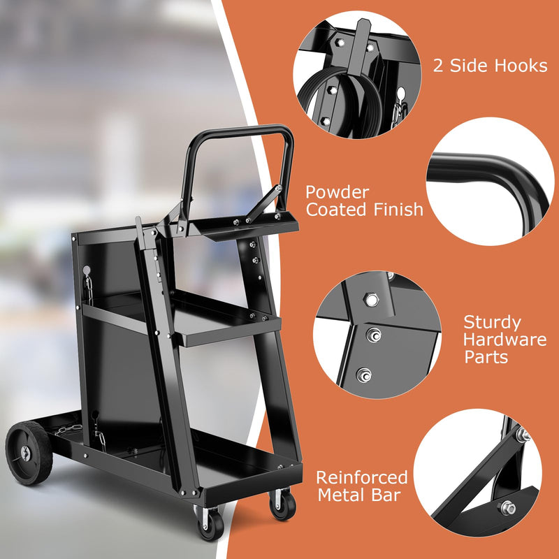 Load image into Gallery viewer, Goplus 3-Tier Welder Cart, Heavy Duty Welding Cart w/ 2 Safety Chains