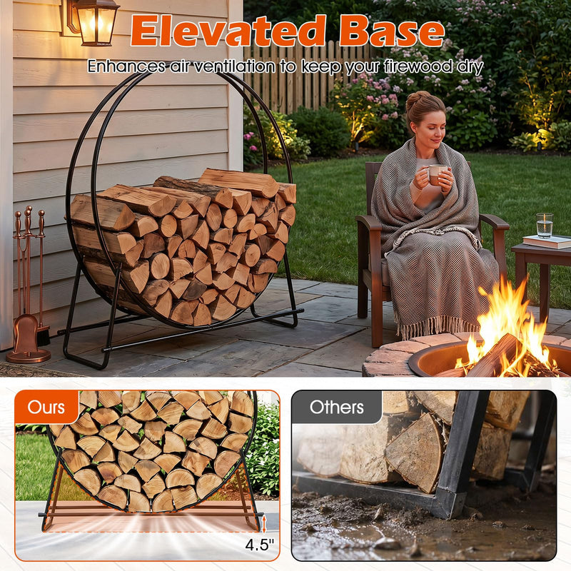 Load image into Gallery viewer, Goplus 45" Round Firewood Rack | Heavy-Duty Metal Log Holder (45 inch)