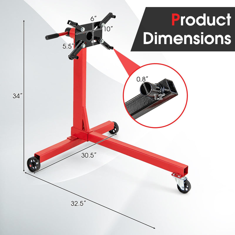 Load image into Gallery viewer, Goplus Engine Stand, 750 LBS (3/8 Ton) Motor Stand with Wheels, 360 Degree Rotating Head & Adjustable Arms