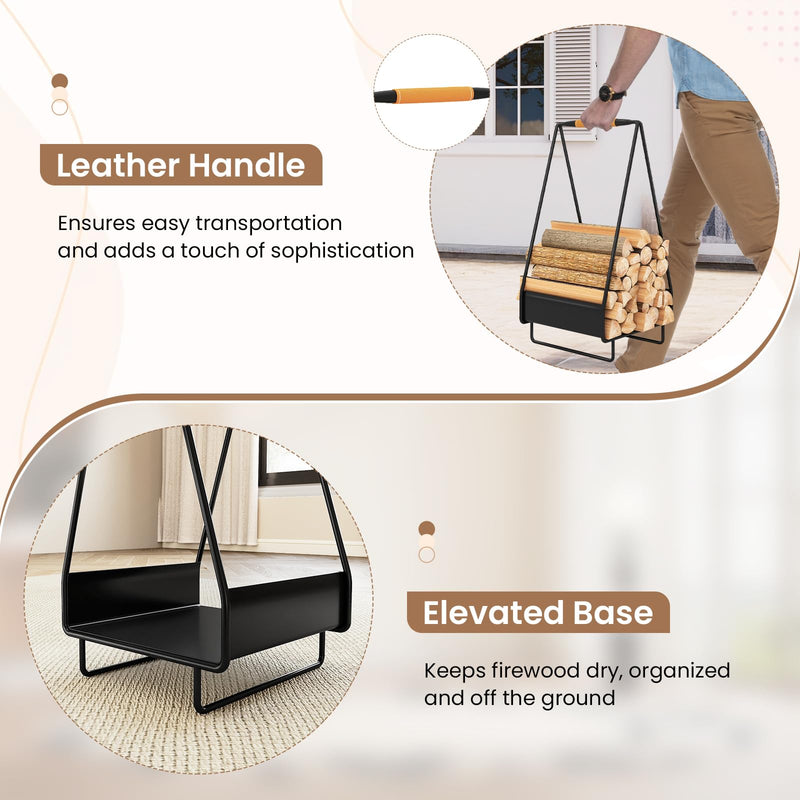 Load image into Gallery viewer, Goplus Heavy-duty Metal Log Holder with Handle & Square Rack