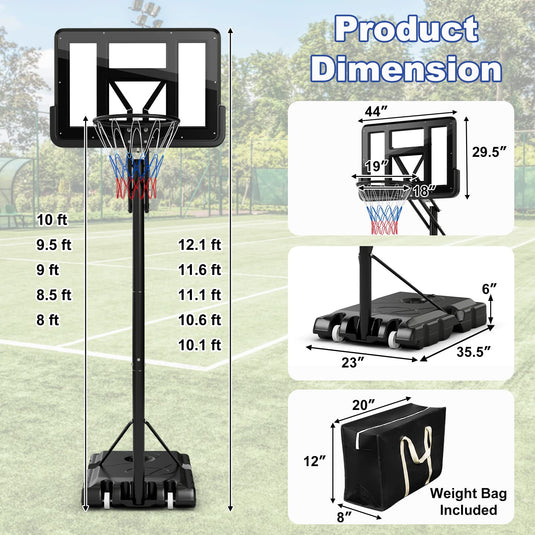 8 to 10ft 5-Level Height Adjustable Basketball Goal Hoop Stand - Goplus