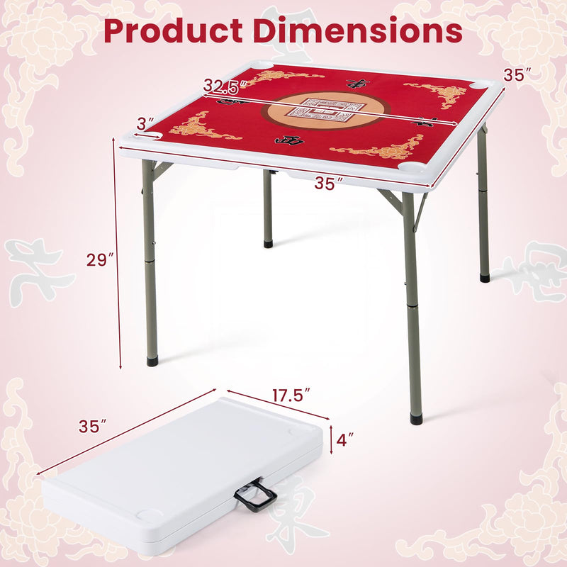 Load image into Gallery viewer, Goplus Mahjong Table, 35" Square Folding Card Table w/4Cup Holders, Anti Slip Mat, HDPE Tabletop w/Removable Mat