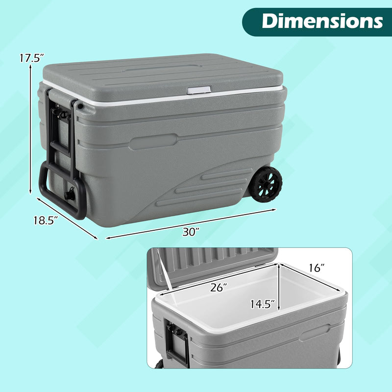 Load image into Gallery viewer, Goplus Portable Wheeled Ice Cooler All-Weather HDPE Ice Chest with Foldable Pull & Carry Handles