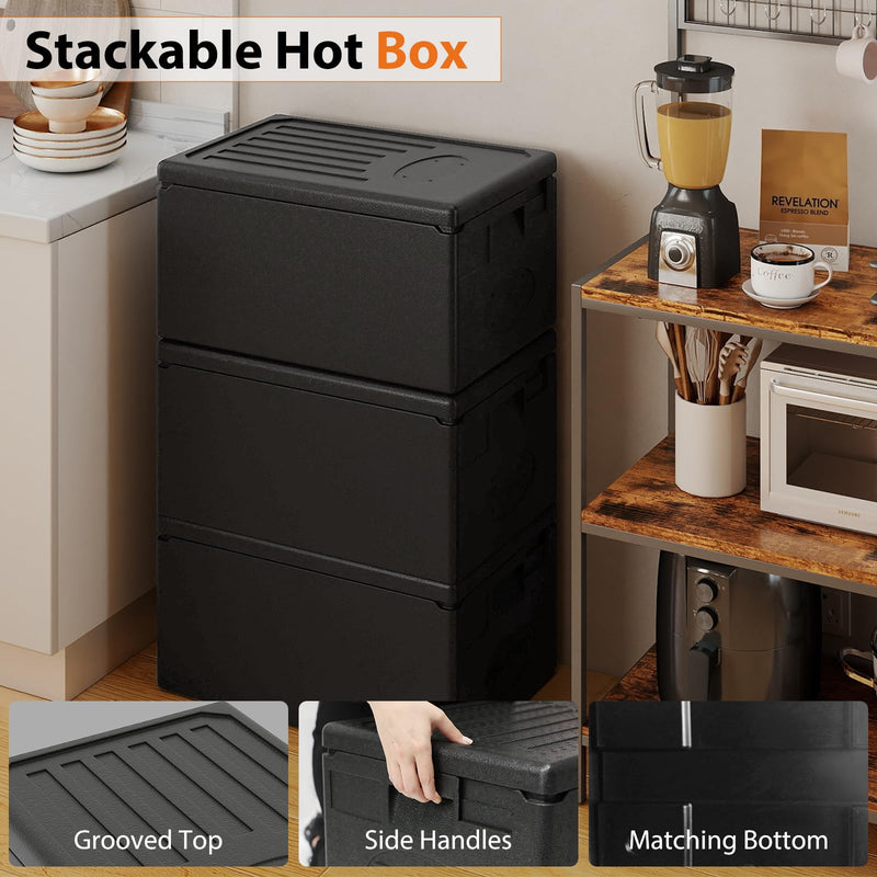 Load image into Gallery viewer, Goplus 49 Qt Top Load Stackable Hot Box w/Built-in Handles for Camping Catering Buffet