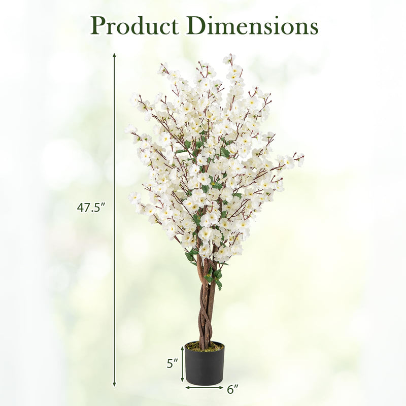 Load image into Gallery viewer, Goplus 47” Faux Plum Blossom Plant with White Fabric Flower